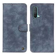 Leather Case Stands Flip Cover Holder D10Y for OnePlus Nord CE 5G Blue