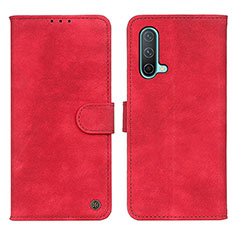 Leather Case Stands Flip Cover Holder D10Y for OnePlus Nord CE 5G Red