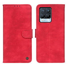 Leather Case Stands Flip Cover Holder D10Y for Realme 8 4G Red