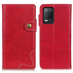 Leather Case Stands Flip Cover Holder D10Y for Realme 8 5G Red