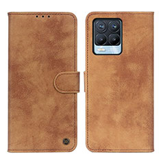 Leather Case Stands Flip Cover Holder D10Y for Realme 8 Pro Brown