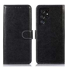 Leather Case Stands Flip Cover Holder D10Y for Samsung Galaxy S21 Ultra 5G Black