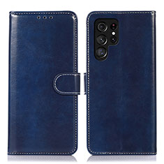 Leather Case Stands Flip Cover Holder D10Y for Samsung Galaxy S21 Ultra 5G Blue