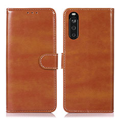 Leather Case Stands Flip Cover Holder D10Y for Sony Xperia 10 III SOG04 Brown