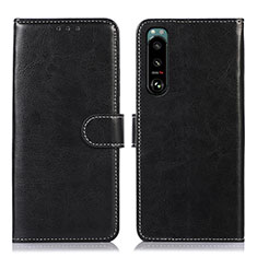 Leather Case Stands Flip Cover Holder D10Y for Sony Xperia 5 III Black