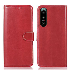 Leather Case Stands Flip Cover Holder D10Y for Sony Xperia 5 III Red