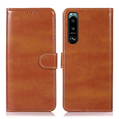 Leather Case Stands Flip Cover Holder D10Y for Sony Xperia 5 III SO-53B Brown