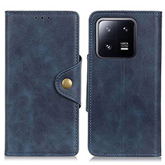 Leather Case Stands Flip Cover Holder D10Y for Xiaomi Mi 13 5G Blue