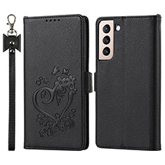 Leather Case Stands Flip Cover Holder D11T for Samsung Galaxy S21 Plus 5G Black