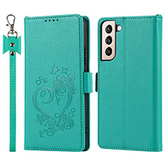 Leather Case Stands Flip Cover Holder D11T for Samsung Galaxy S21 Plus 5G Green