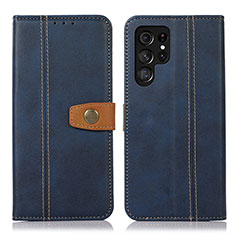 Leather Case Stands Flip Cover Holder D11T for Samsung Galaxy S21 Ultra 5G Blue