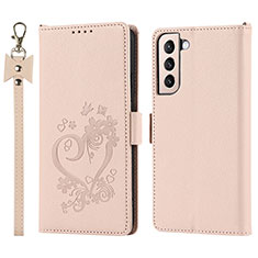 Leather Case Stands Flip Cover Holder D11T for Samsung Galaxy S23 5G Pink