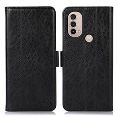 Leather Case Stands Flip Cover Holder D11Y for Motorola Moto E40 Black