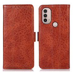 Leather Case Stands Flip Cover Holder D11Y for Motorola Moto E40 Brown