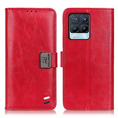 Leather Case Stands Flip Cover Holder D11Y for Realme 8 4G Red