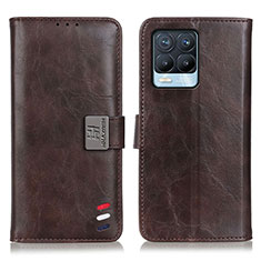 Leather Case Stands Flip Cover Holder D11Y for Realme 8 Pro Brown