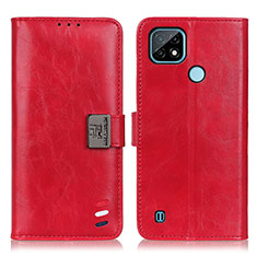 Leather Case Stands Flip Cover Holder D11Y for Realme C21 Red