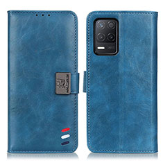 Leather Case Stands Flip Cover Holder D11Y for Realme Q3 5G Blue