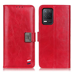 Leather Case Stands Flip Cover Holder D11Y for Realme Q3 5G Red