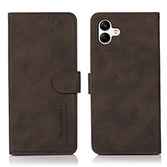 Leather Case Stands Flip Cover Holder D11Y for Samsung Galaxy F04 Brown