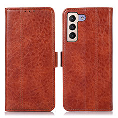 Leather Case Stands Flip Cover Holder D11Y for Samsung Galaxy S21 FE 5G Brown