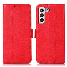 Leather Case Stands Flip Cover Holder D11Y for Samsung Galaxy S22 Plus 5G Red