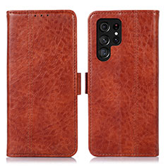 Leather Case Stands Flip Cover Holder D11Y for Samsung Galaxy S23 Ultra 5G Brown