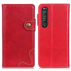 Leather Case Stands Flip Cover Holder D11Y for Sony Xperia 1 III Red