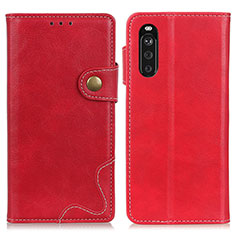 Leather Case Stands Flip Cover Holder D11Y for Sony Xperia 10 III SO-52B Red