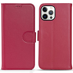Leather Case Stands Flip Cover Holder DL1 for Apple iPhone 13 Pro Max Hot Pink