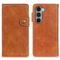 Leather Case Stands Flip Cover Holder DY01 for Motorola Moto Edge S30 5G Brown