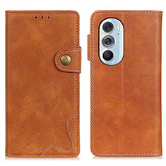 Leather Case Stands Flip Cover Holder DY01 for Motorola Moto Edge X30 5G Brown