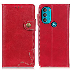 Leather Case Stands Flip Cover Holder DY01 for Motorola Moto G71 5G Red