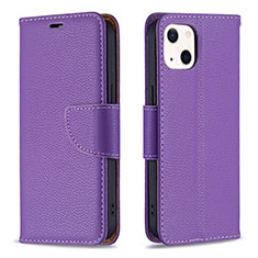 Leather Case Stands Flip Cover Holder for Apple iPhone 13 Purple