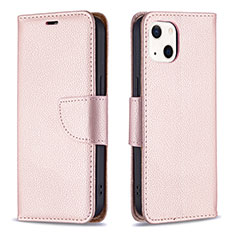 Leather Case Stands Flip Cover Holder for Apple iPhone 13 Rose Gold