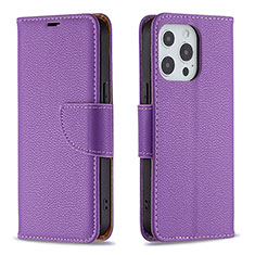 Leather Case Stands Flip Cover Holder for Apple iPhone 14 Pro Max Purple