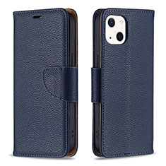 Leather Case Stands Flip Cover Holder for Apple iPhone 15 Blue