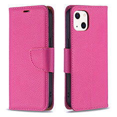 Leather Case Stands Flip Cover Holder for Apple iPhone 15 Hot Pink