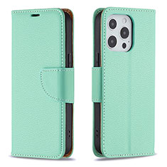 Leather Case Stands Flip Cover Holder for Apple iPhone 16 Pro Cyan