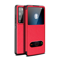 Leather Case Stands Flip Cover Holder for Huawei Enjoy Z 5G Red