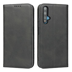 Leather Case Stands Flip Cover Holder for Huawei Honor 20S Black