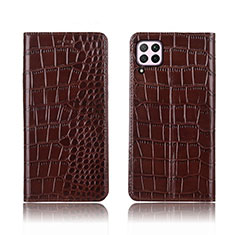 Leather Case Stands Flip Cover Holder for Huawei Nova 6 SE Brown