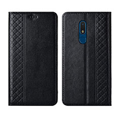 Leather Case Stands Flip Cover Holder for Nokia C3 Black