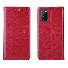 Leather Case Stands Flip Cover Holder for Oppo A52 Red