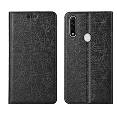 Leather Case Stands Flip Cover Holder for Oppo A8 Black