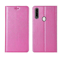 Leather Case Stands Flip Cover Holder for Oppo A8 Pink