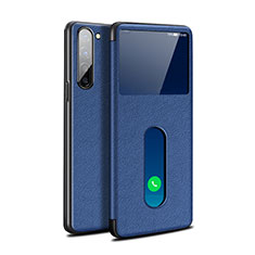 Leather Case Stands Flip Cover Holder for Oppo F15 Blue