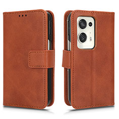 Leather Case Stands Flip Cover Holder for Oppo Find N2 5G Brown