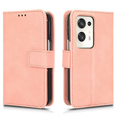 Leather Case Stands Flip Cover Holder for Oppo Find N2 5G Rose Gold