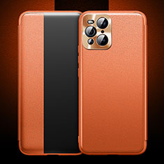 Leather Case Stands Flip Cover Holder for Oppo Find X3 5G Orange